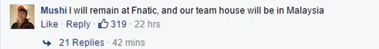 Mushi Facebook statement