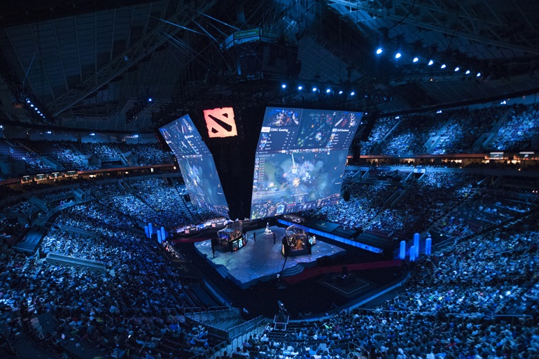 The KeyArena in Seattle during The International 5 Grand Finals