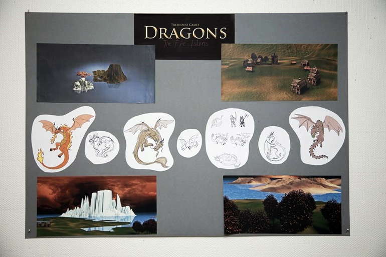 Part of the presentation for a game called "Dragons - The Five Islands", created by students at the Garnes Vidaregåande Skule