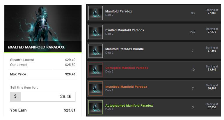 side by side LootMarket Steam