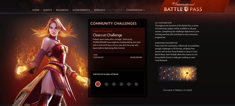 Dota 2 Clearcut Challenge TI6 Battle Pass trees challenge