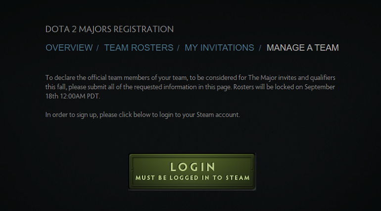Dota 2 registration Fall Major roster lock